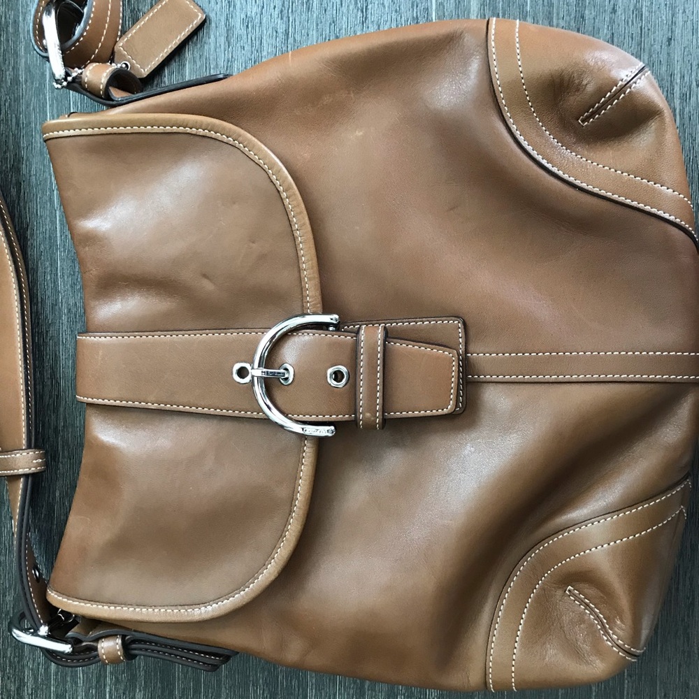 Coach tan leather saddle bag style - Picture 2 of 8